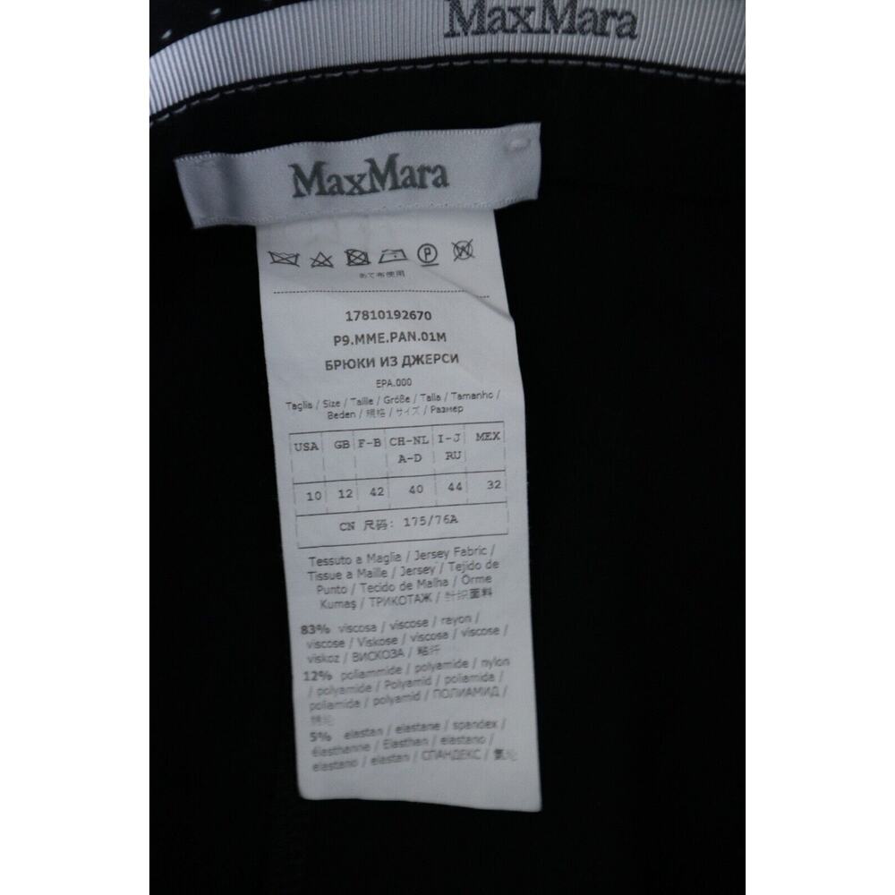Max Mara US 10 Slim Leg Stretch Pants Flat Front Black - Picture 10 of 11